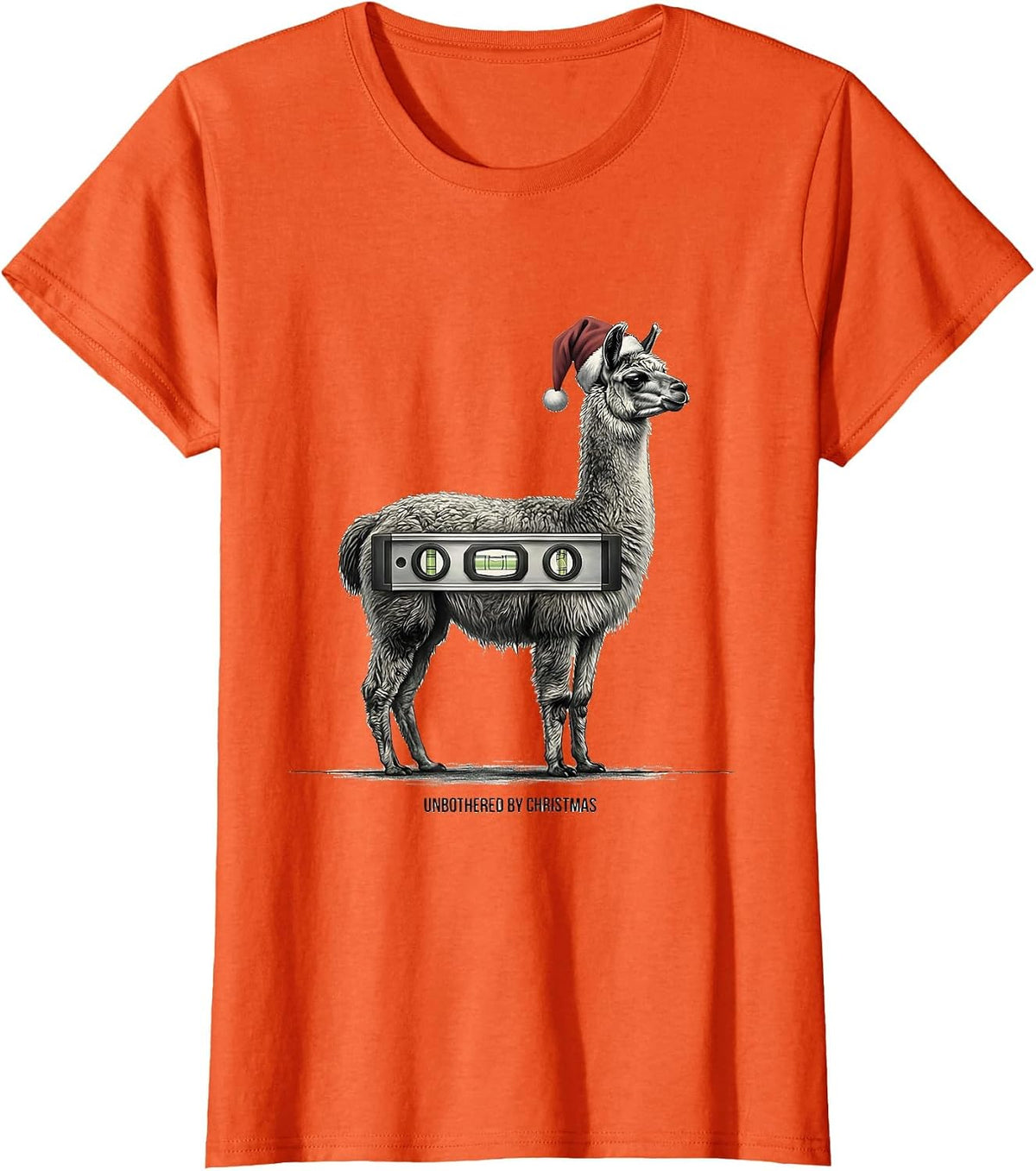 Women's Unbothered By Christmas Funny Llama Animal Lover Christmas T-Shirt - Orange