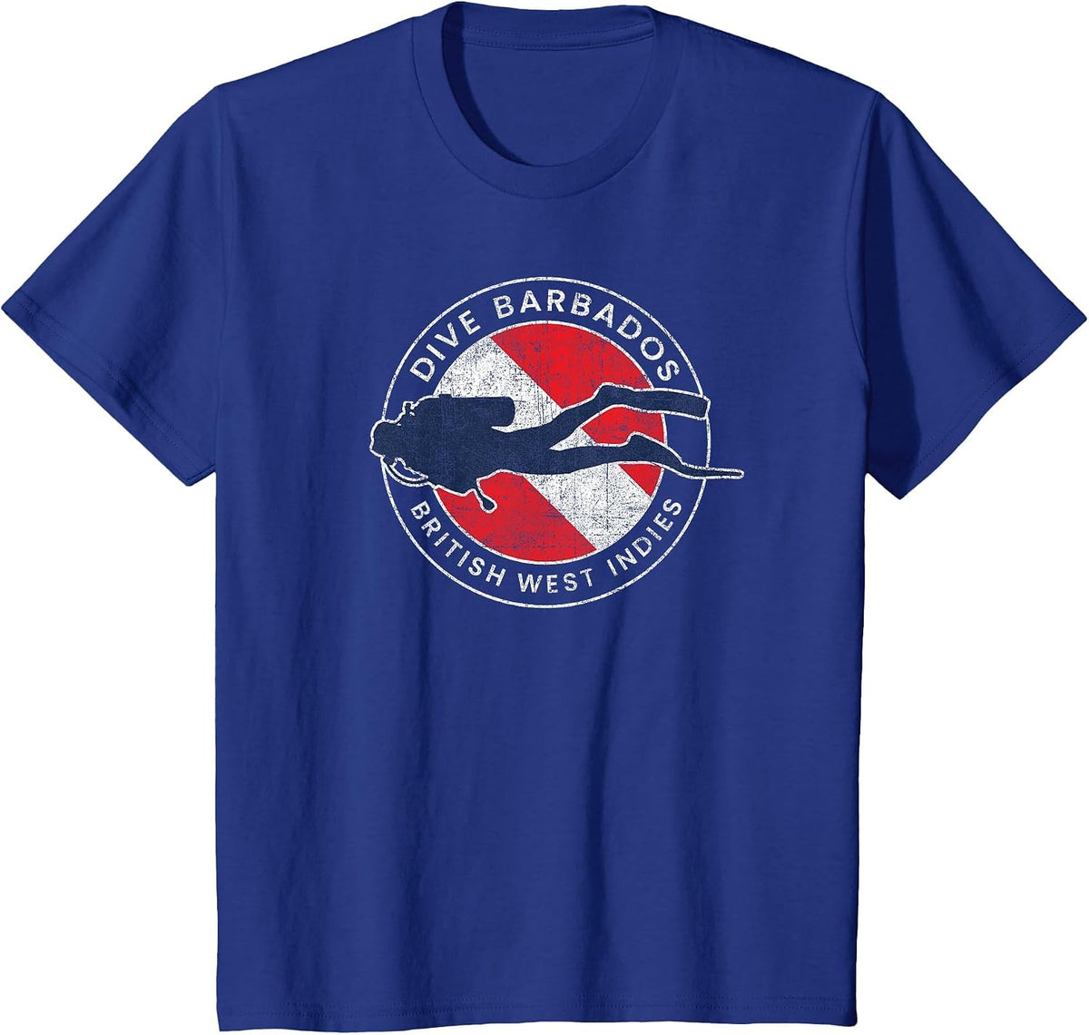 Retro Dive Barbados Scuba Diver Vintage Dive Flag T-Shirt - Royal Blue