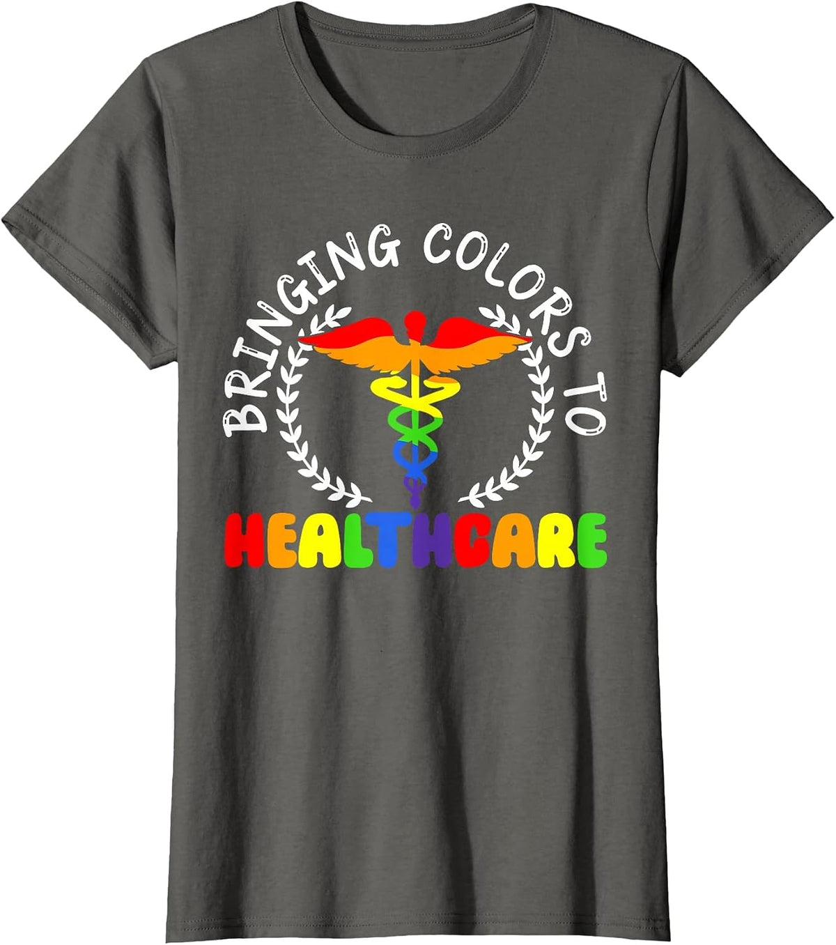 Nurse Gay Rainbow Pride March Medicine Ally Nursing T-Shirt - Asphalt Grey