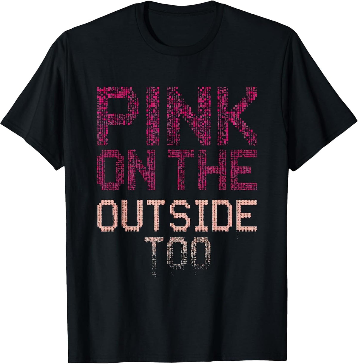 Men's Pink on the Outside Too Flamingo Design T-Shirt - Black