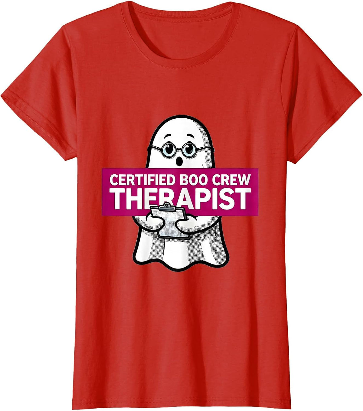 Certified Boo Crew Therapist Halloween Design T-Shirt - Red