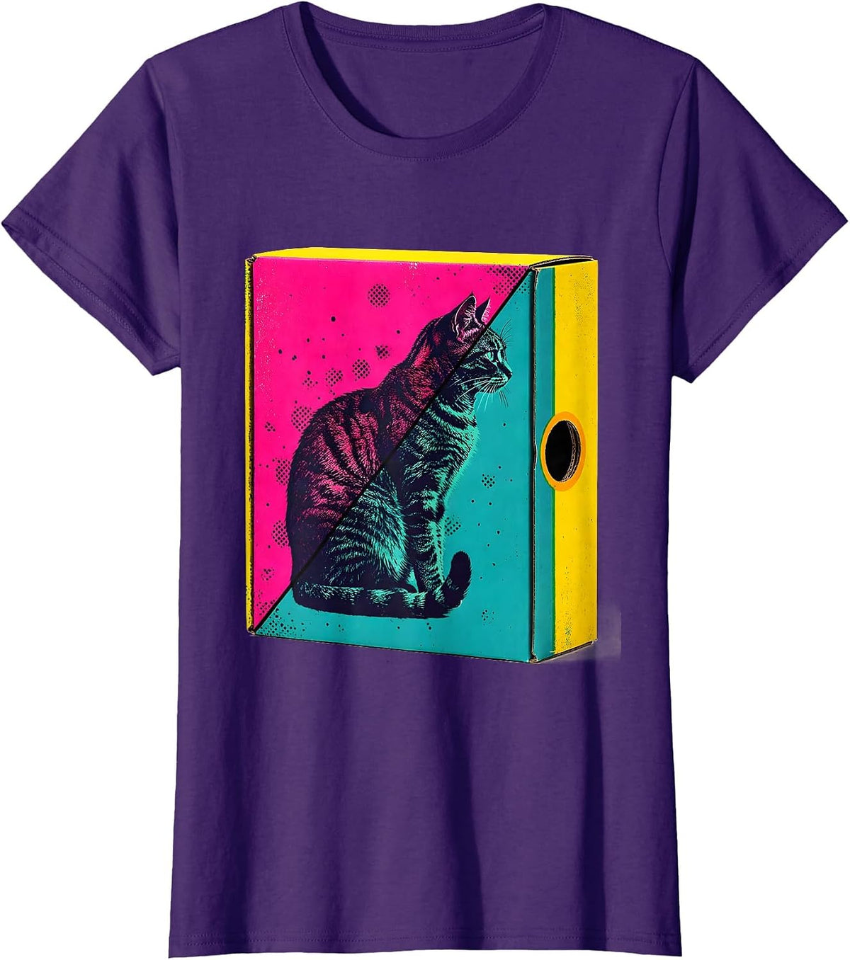 Women's Schrödinger Cat Box Quantum Physics Humor T-Shirt - Purple