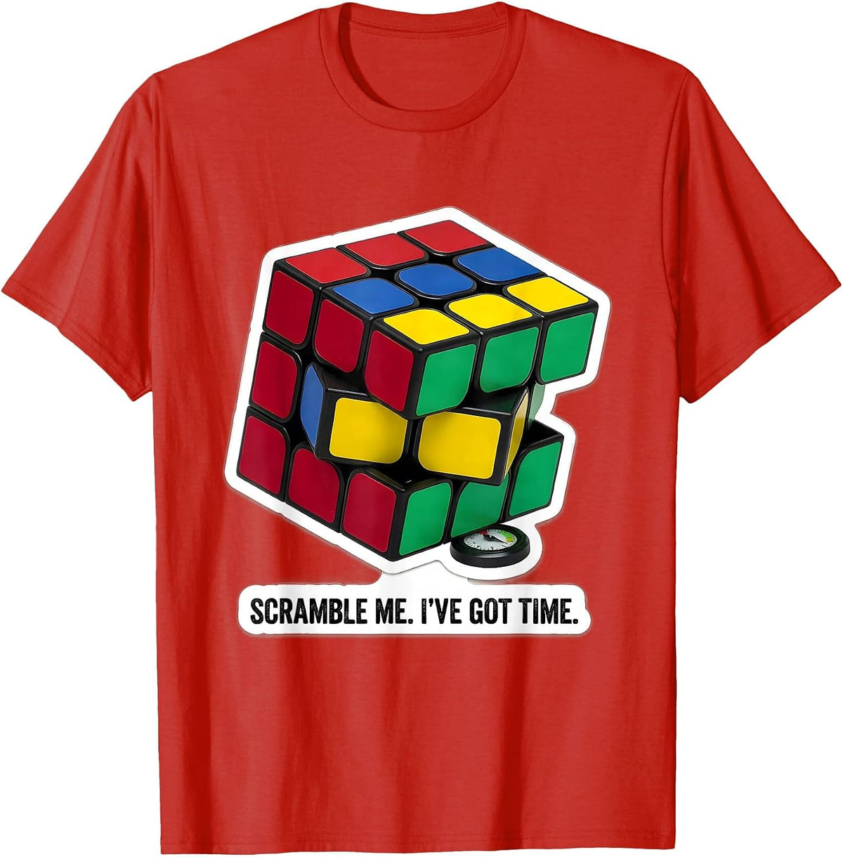 Men's Scramble Me I've Got Time Funny Speed Cubing Puzzle Lover T-Shirt - Red