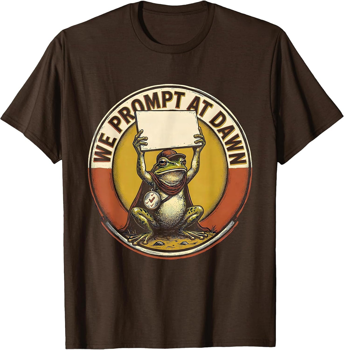 Men's We Prompt At Dawn Funny Frog Teacher Back to School T-Shirt - Brown