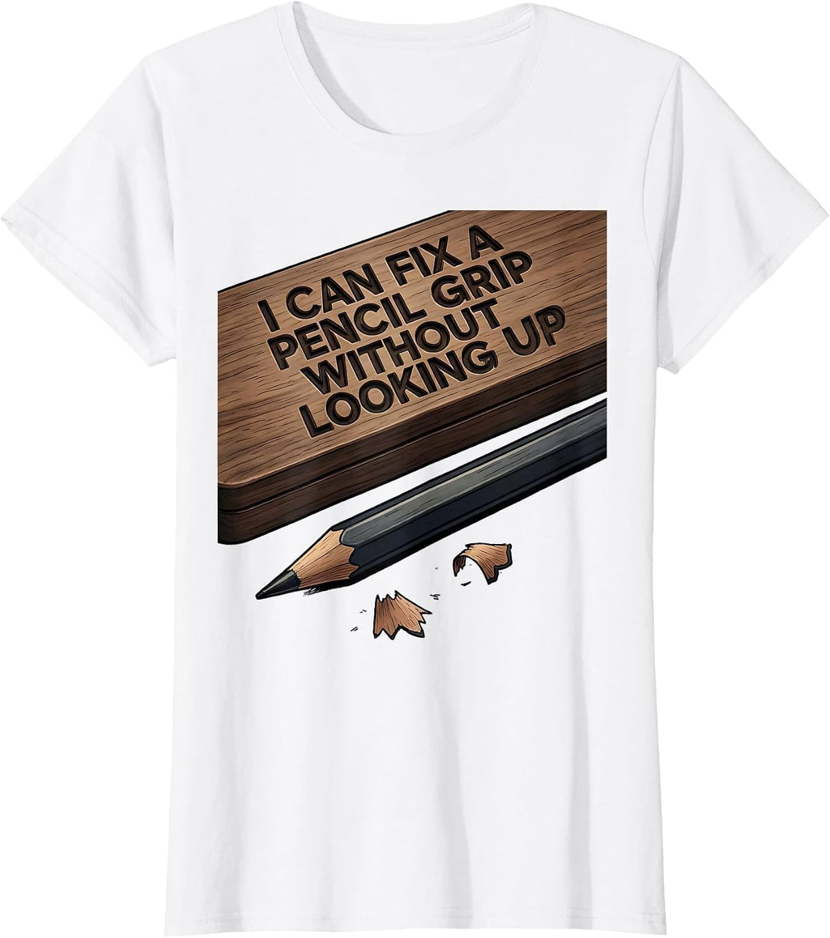 I Can Fix A Pencil Grip Without Looking Up Teacher T-Shirt - White