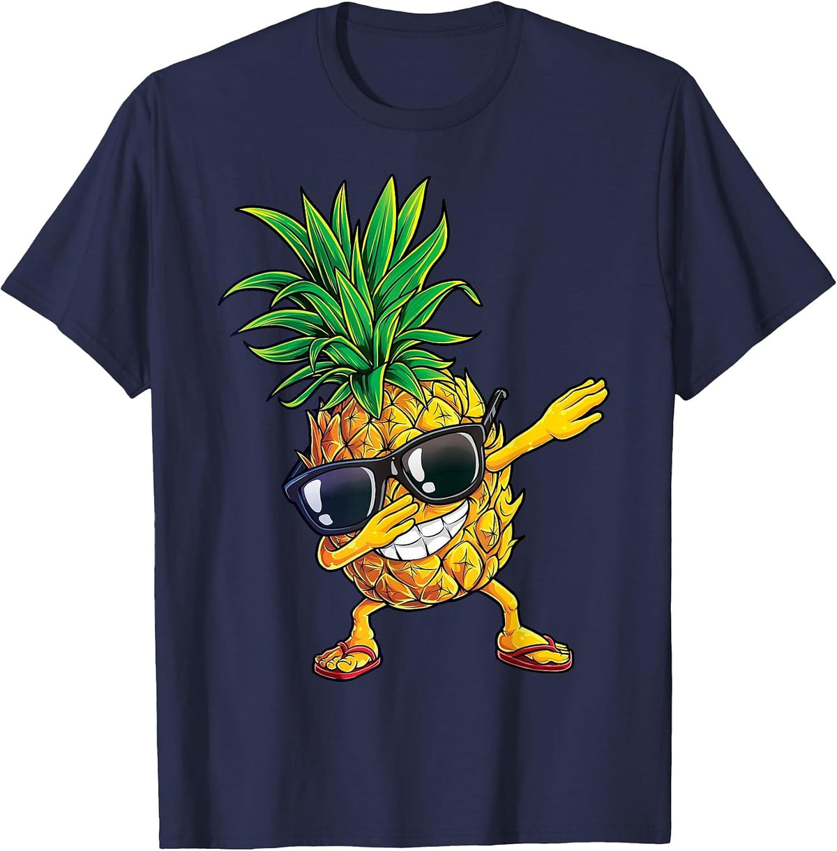 Dabbing Pineapple Sunglasses Aloha Beaches Hawaii Hawaiian T-Shirt - Navy Blue