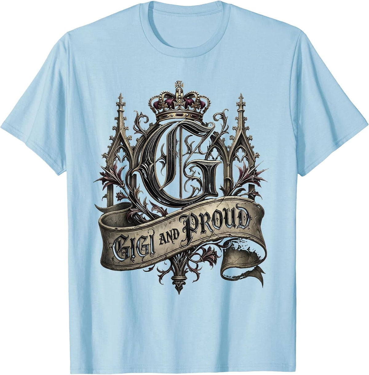 Men's Gigi And Proud Grandma Design T-Shirt - Baby Blue