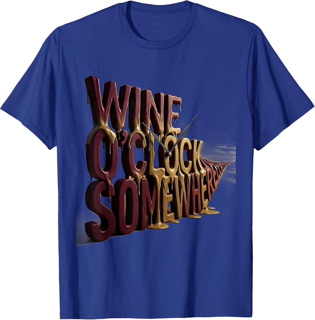 Wine O'Clock Somewhere Funny Wine Lover Design T-Shirt - Royal Blue