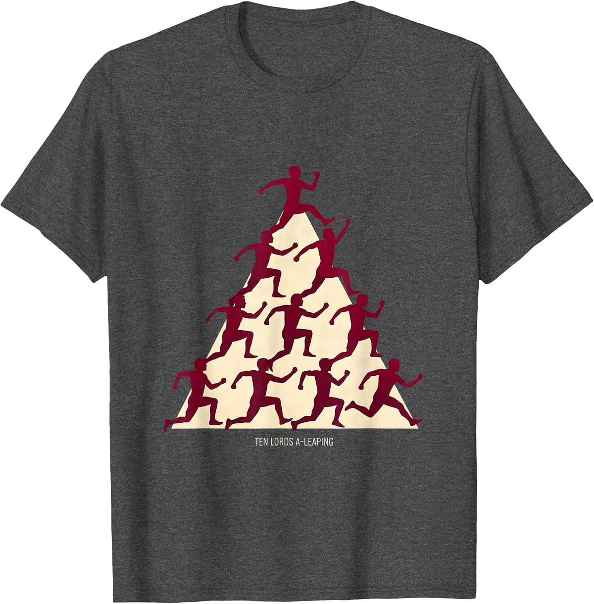 Men's Ten Lords A-Leaping Classic Christmas Carol Twelve Days T-Shirt - Dark Heather Grey