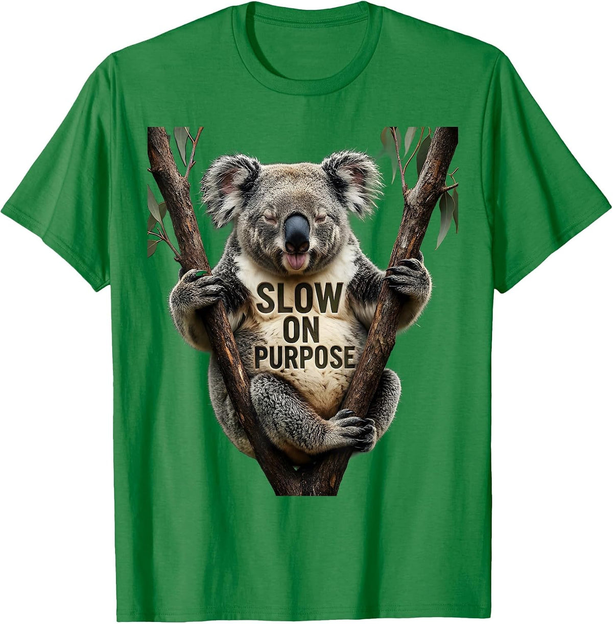 Men's Slow On Purpose Funny Koala Lover Animal Humor T-Shirt - Kelly Green