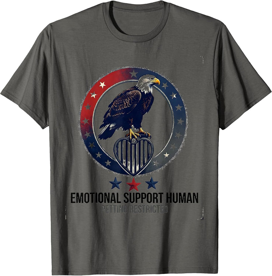 Emotional Support Human Petting Restricted Funny T-Shirt - Asphalt Grey