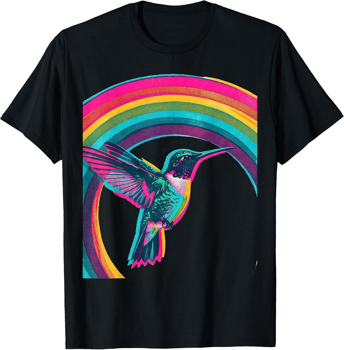 Men's Hummingbird Rainbow Arc Nature Lover Design T-Shirt - Black
