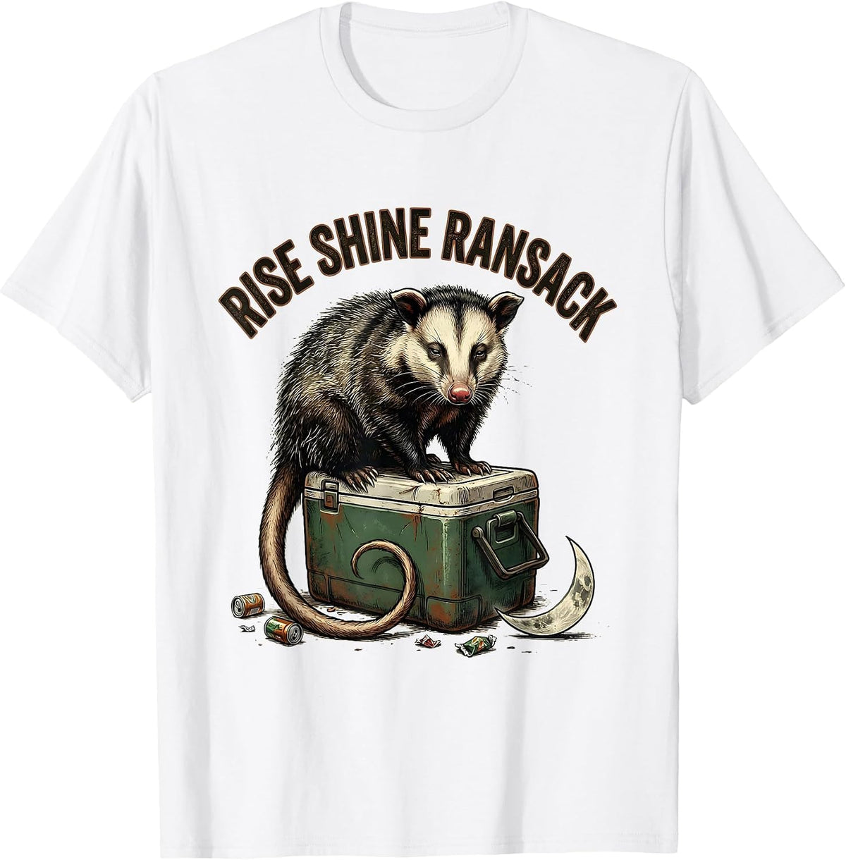 Men's Rise Shine Ransack Vintage Opossum Meme Humor T-Shirt - White