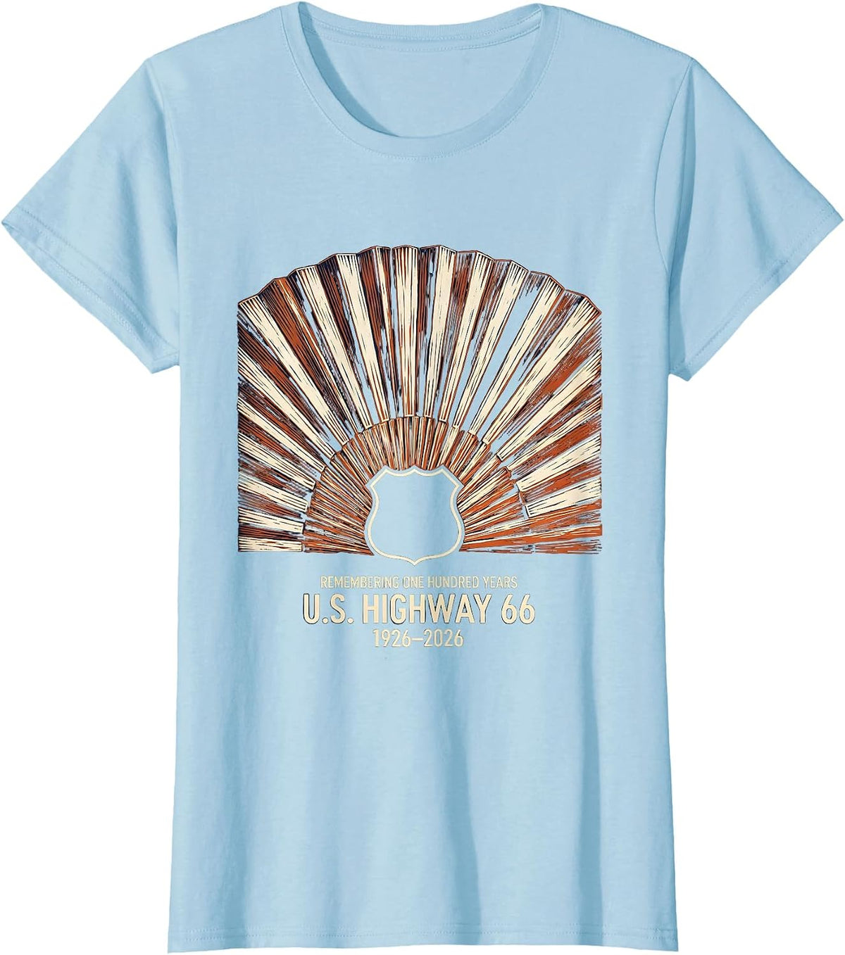 Remembering One Hundred Years — U.S. Highway 66 — 1926-2026 T-Shirt - Baby Blue