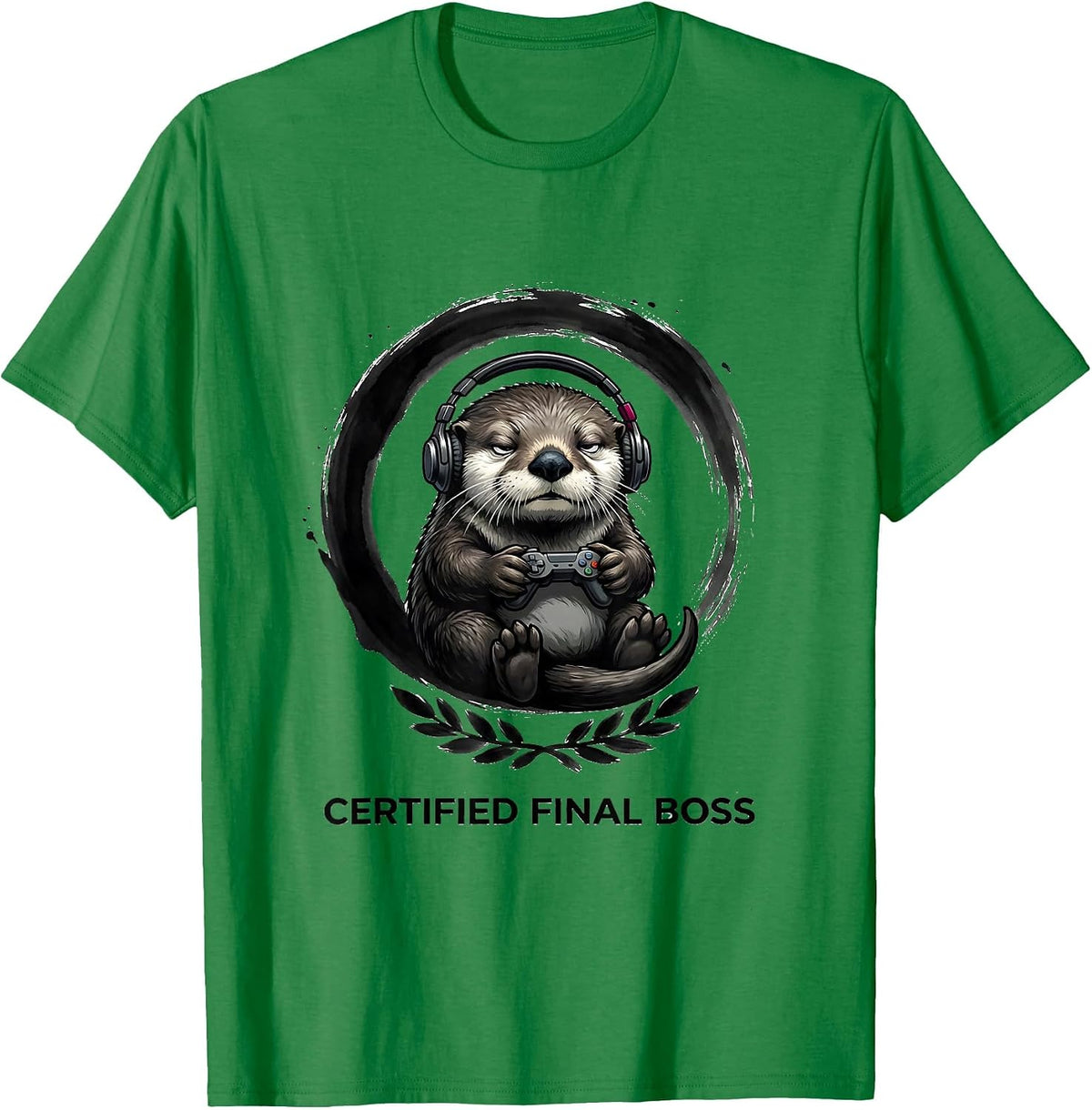 Men's Certified Final Boss Funny Anime Gamer Animal Mascot Otaku T-Shirt - Kelly Green
