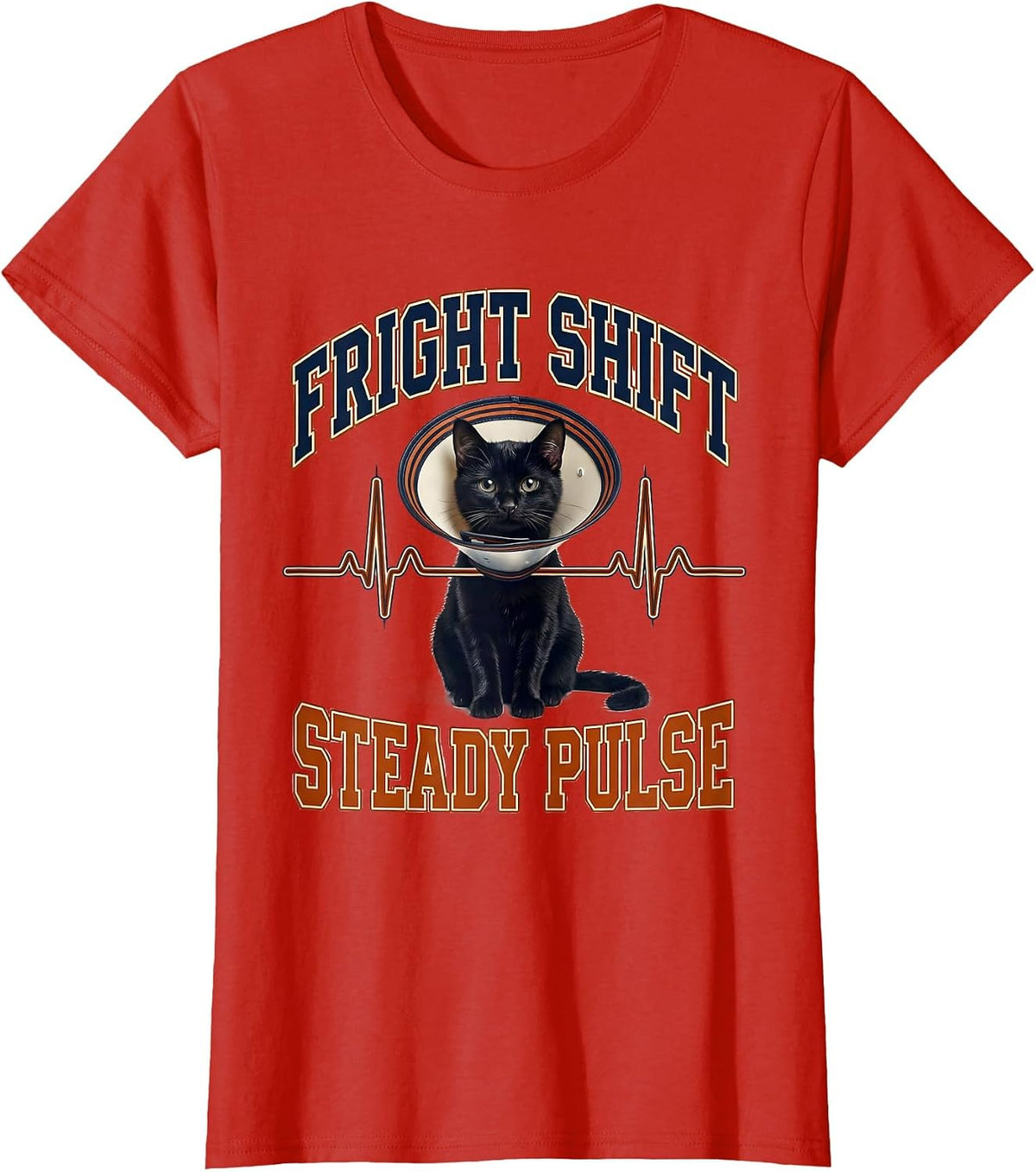 Fright Shift Steady Pulse Sports Vet Tech Veterinary T-Shirt - Red