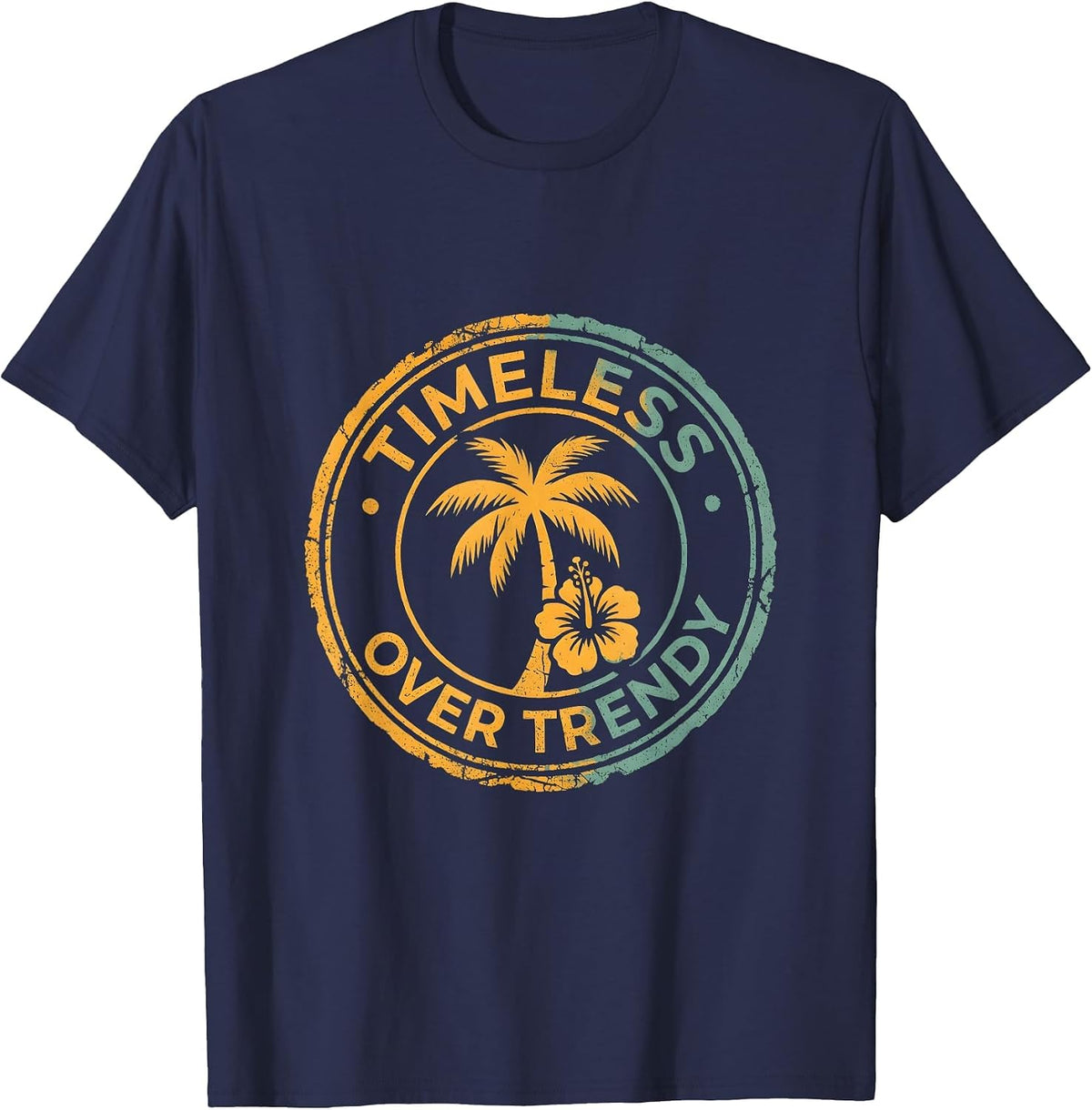 Timeless Over Trendy Vintage Graphic Design T-Shirt - Navy Blue