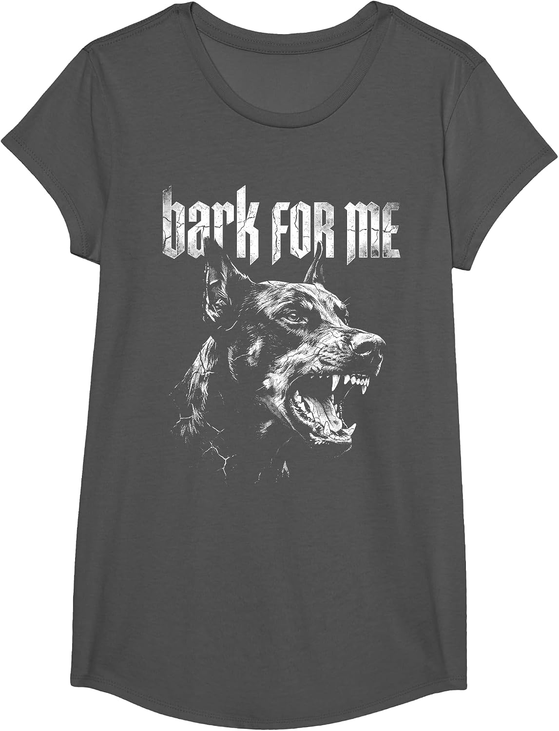 Bark for Me Dog Doberman Grunge Aesthetic T-Shirt - Girls Asphalt Grey