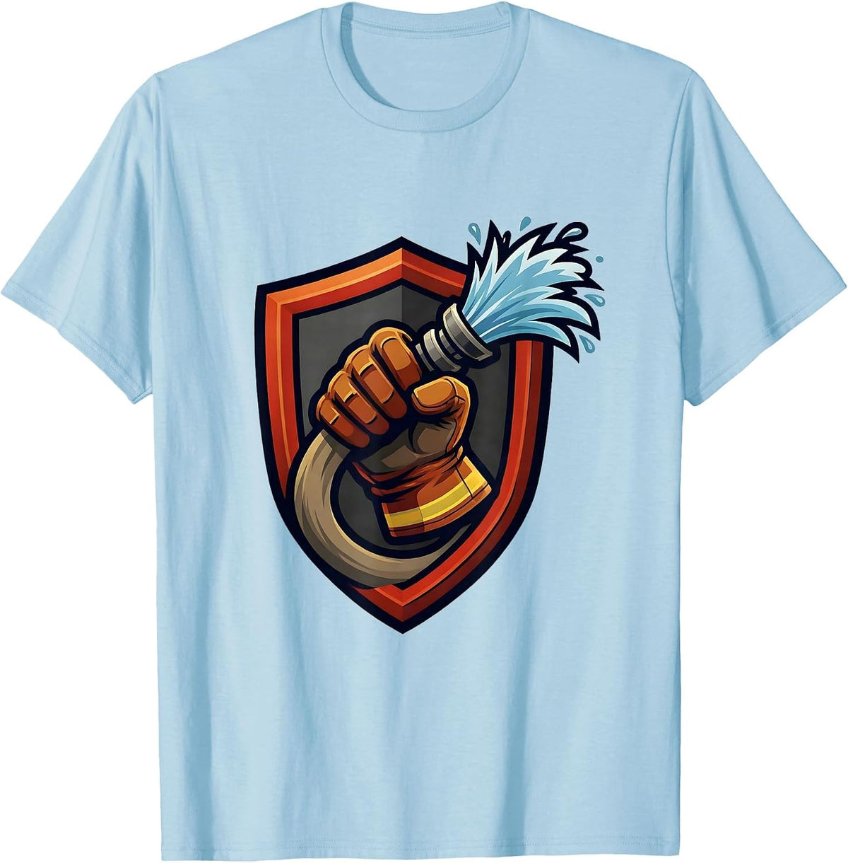 Men's Firefighter Charged Hose Grip Graphic Tee T-Shirt - Baby Blue