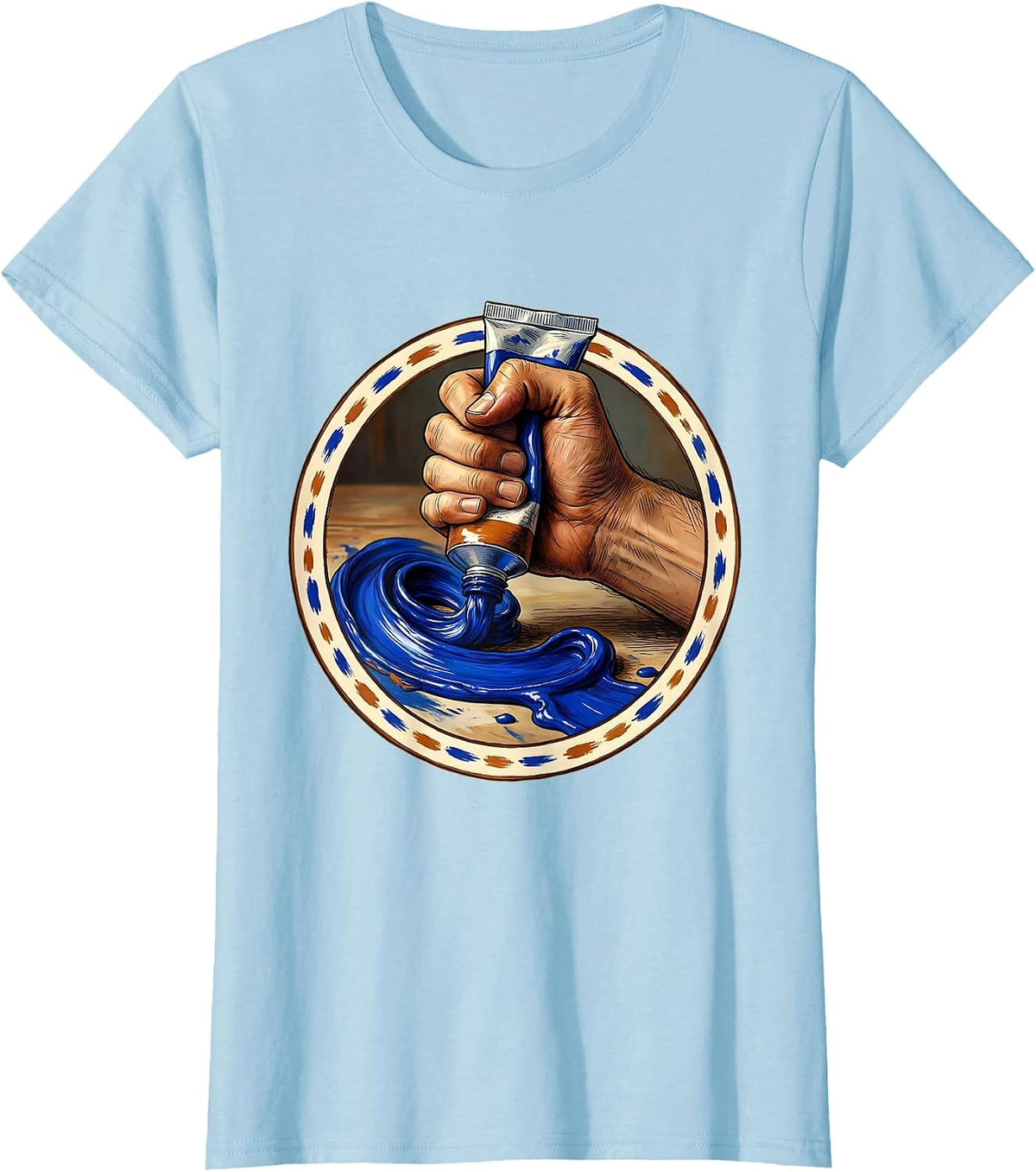 Women's Art Teacher Paint Tube Squeeze Canvas Graphic T-Shirt - Baby Blue