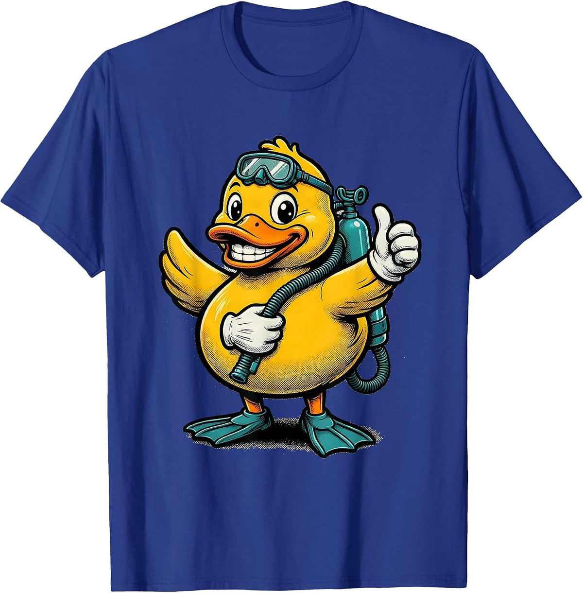 Rubber Duck Scuba Diver Funny Graphic Tee T-Shirt - Royal Blue
