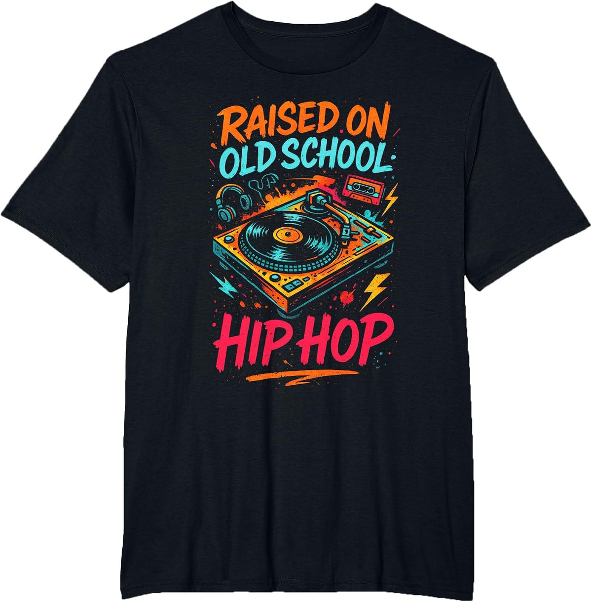 Raised On Old School Hip Hop - Hiphop Rapper T-Shirt - Black