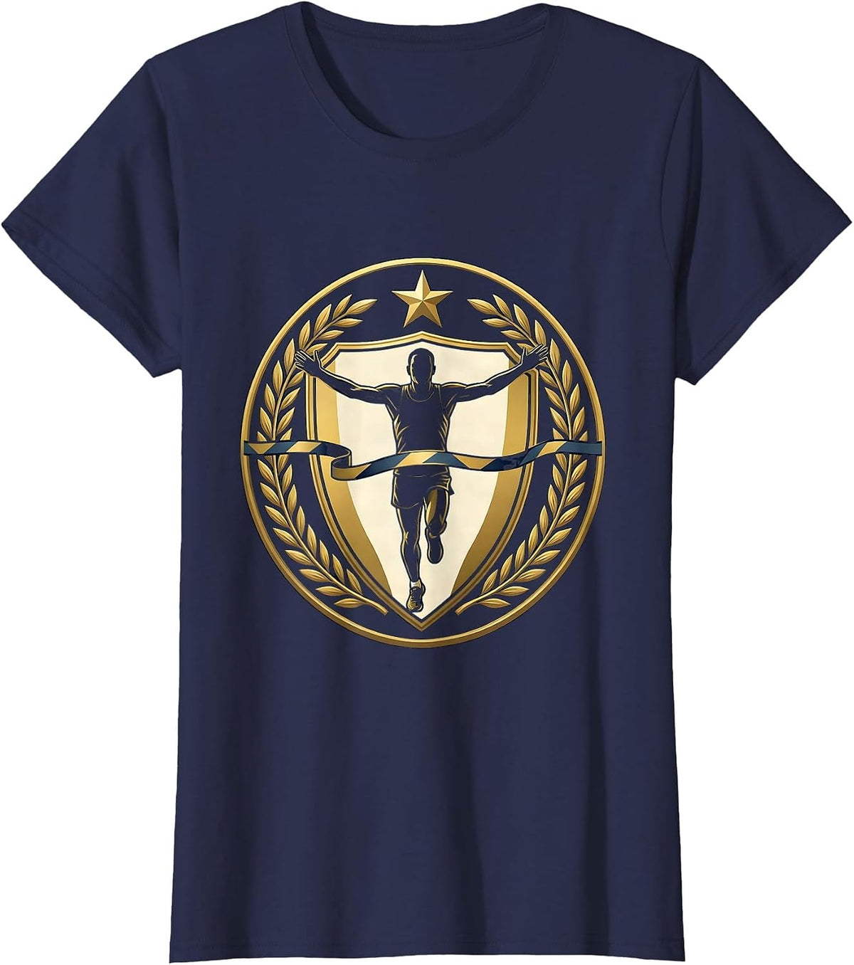 Women's Marathon Finish Line Runner Graphic Tee T-Shirt - Navy Blue