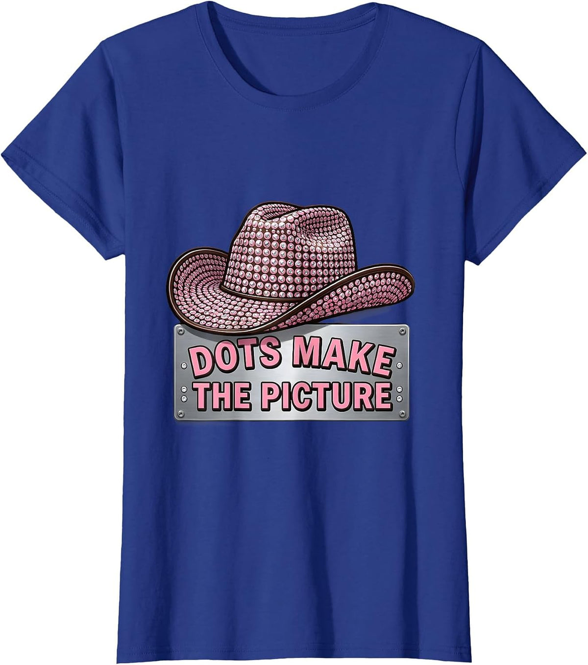 Women's Dots Make The Picture Artistic Dot Design T-Shirt - Royal Blue