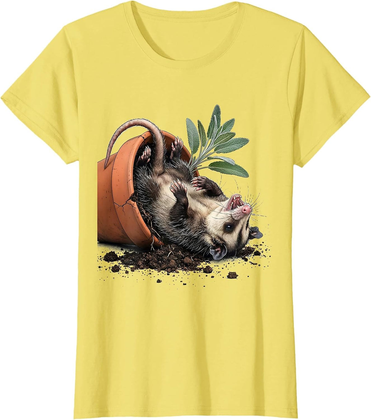 Belly-Up Opossum Funny Possum Lover Meme Humor T-Shirt - Lemon Yellow