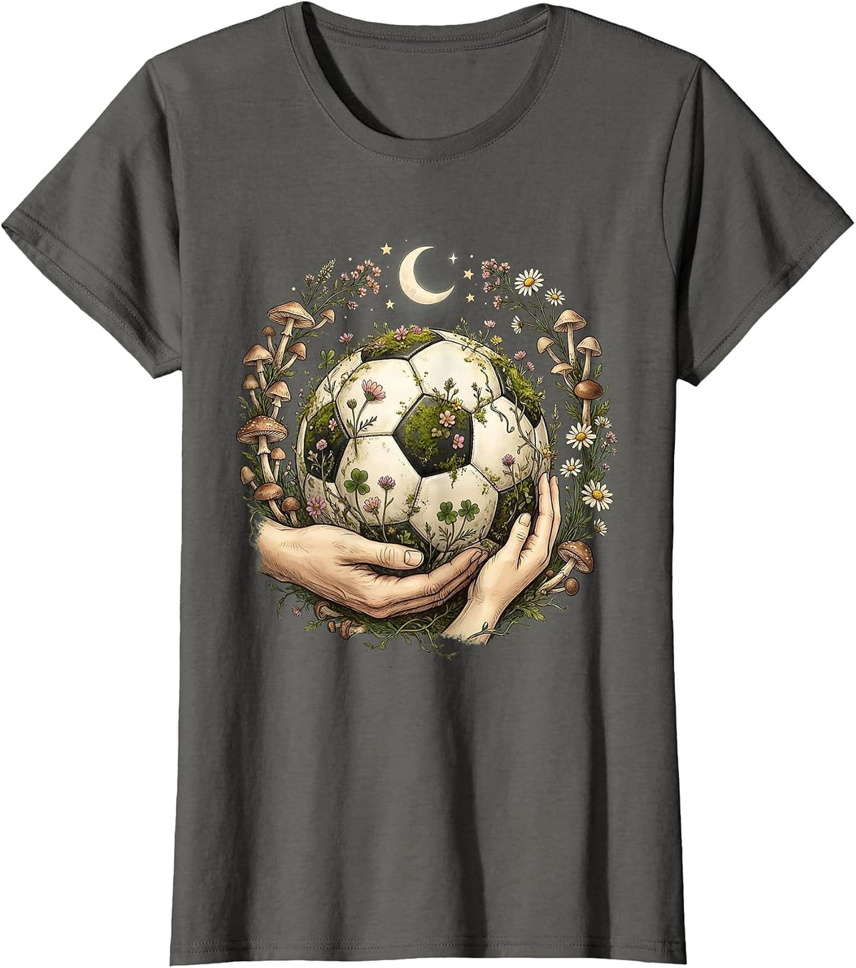 Women's Girl Dad Soccer Coach Sideline Illustration T-Shirt - Asphalt Grey