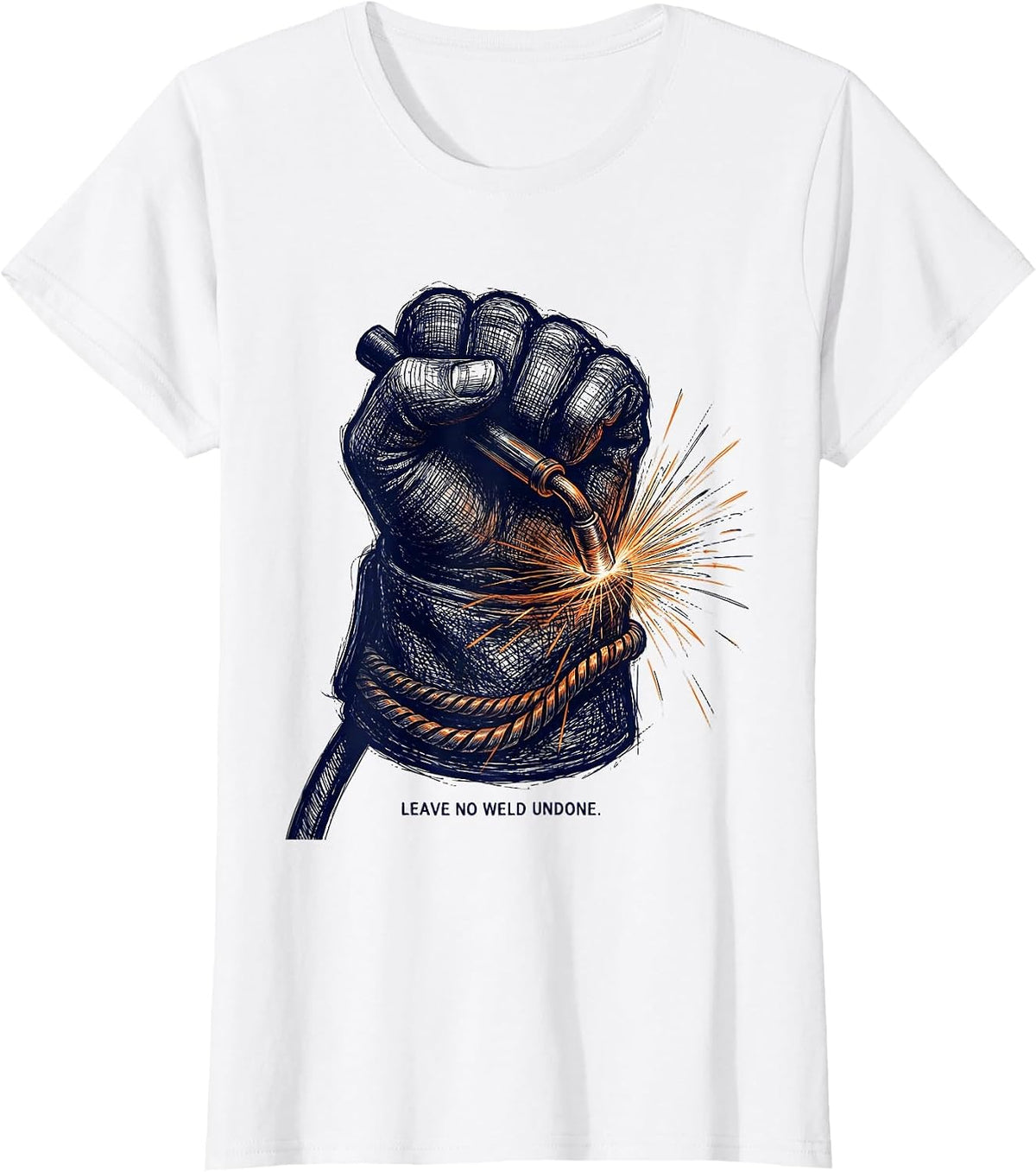 Leave No Weld Undone Welder Graphic Design T-Shirt - White