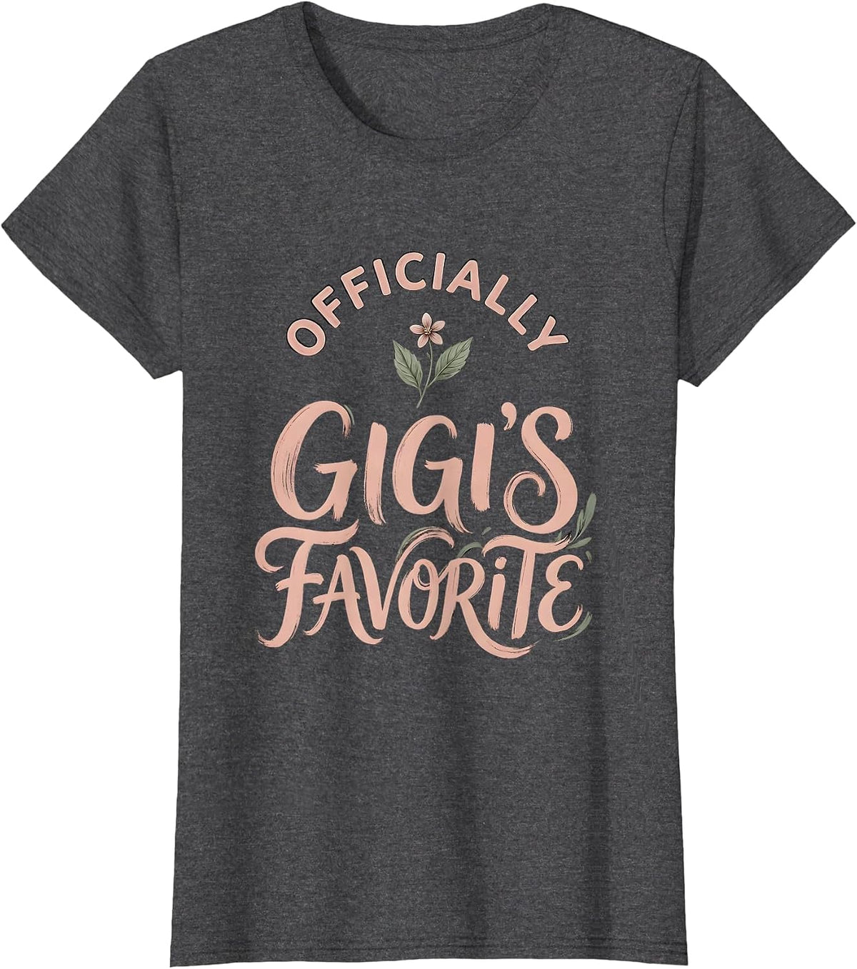 Women's Officially Gigi's Favorite Boho Typography Grandma Gift T-Shirt - Dark Heather Grey