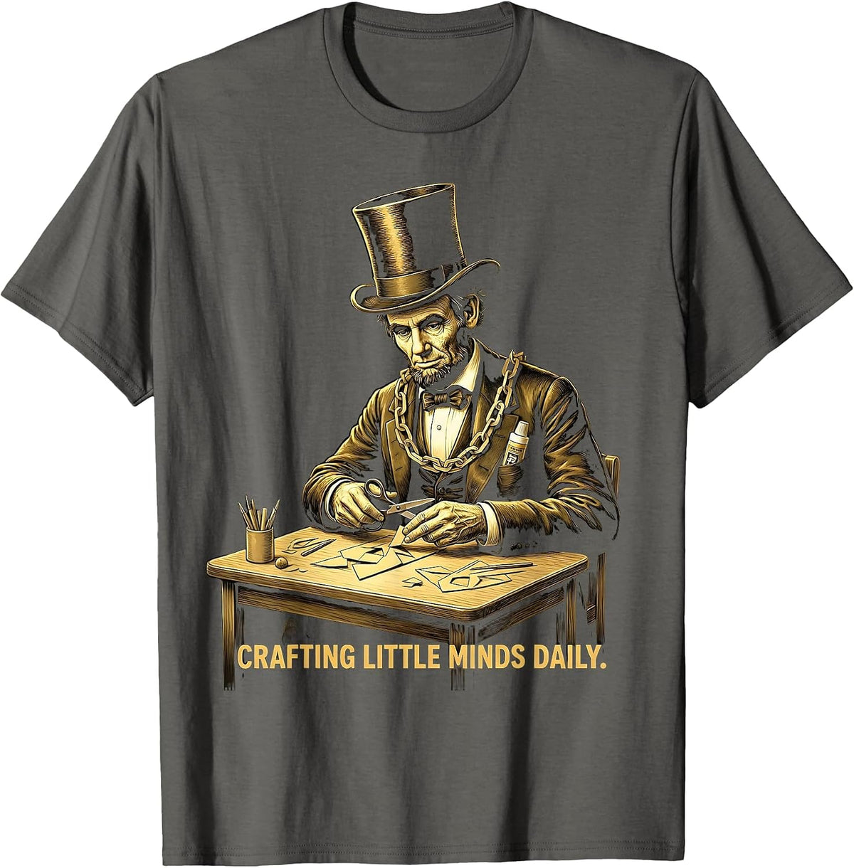 Crafting Little Minds Daily Preschool Teacher T-Shirt - Asphalt Grey