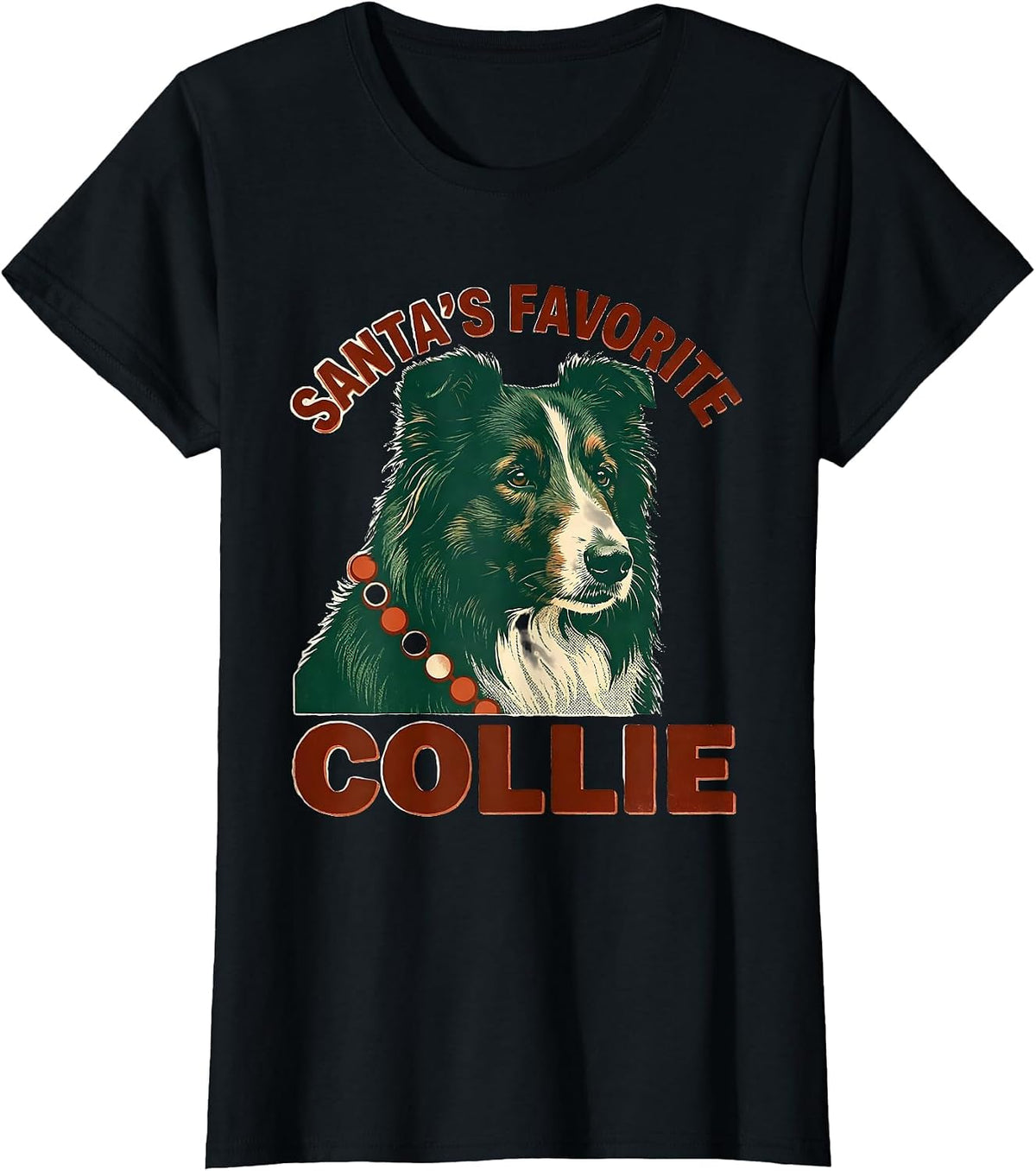 Santa's Favorite Collie Christmas Dog Breed Lover Holiday T-Shirt - Black