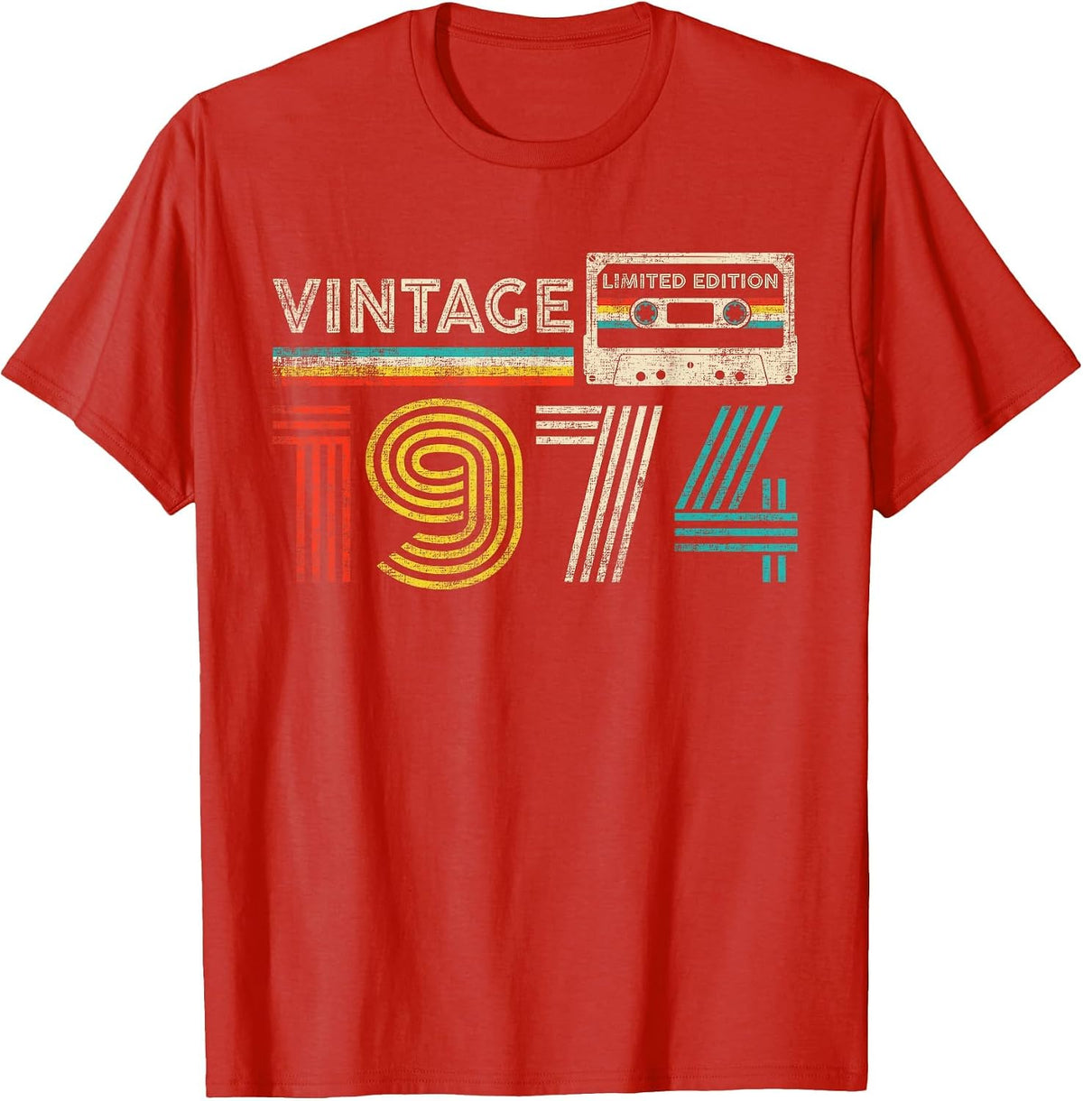 Vintage 1974 Classic Birthday 1974 Cassette Tape Vintage T-Shirt - Red