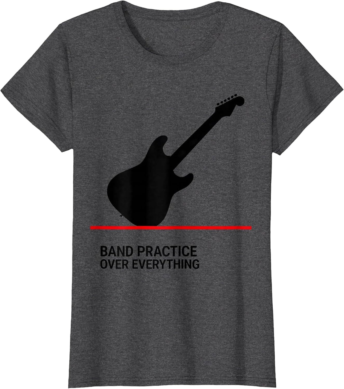 Women's Band Practice Over Everything Music Design T-Shirt - Dark Heather Grey
