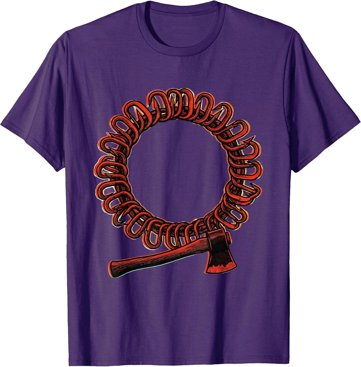 Firefighter Wreath Risograph Fireman Gift T-Shirt - Purple