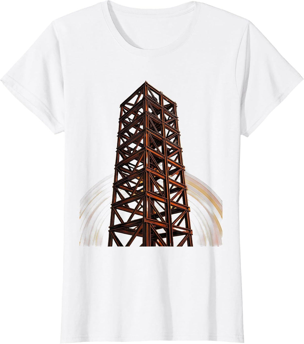 Labor Day Rising Skyscraper Steel Girder Illustration T-Shirt, Women, White, X-Small - As Pictured