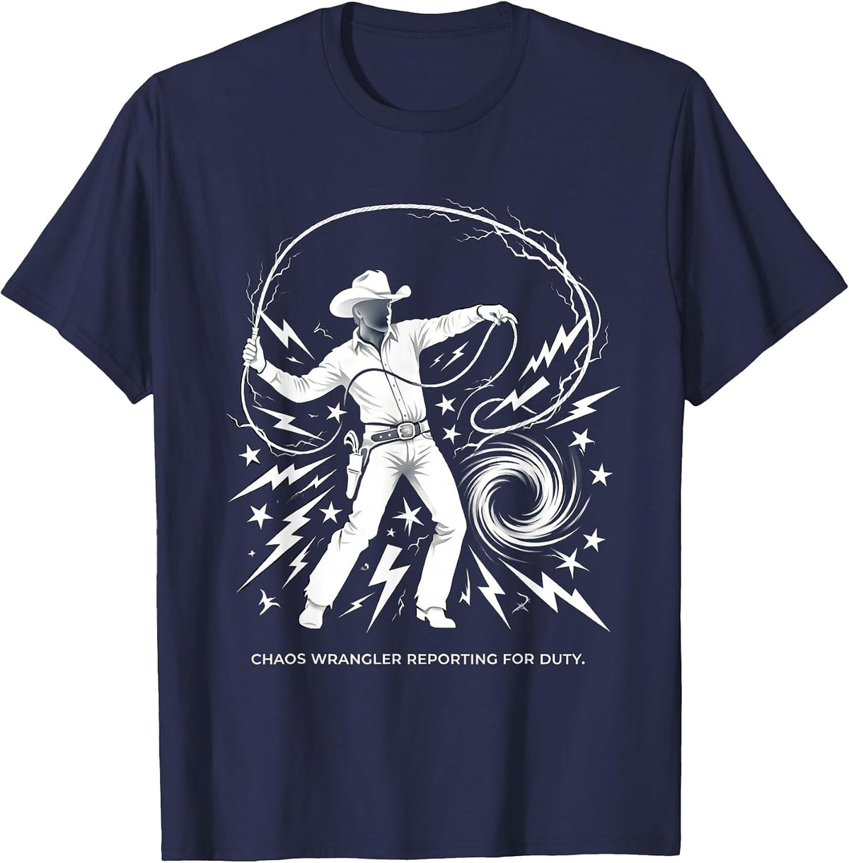 Men's Chaos Wrangler Reporting For Duty Design T-Shirt - Navy Blue