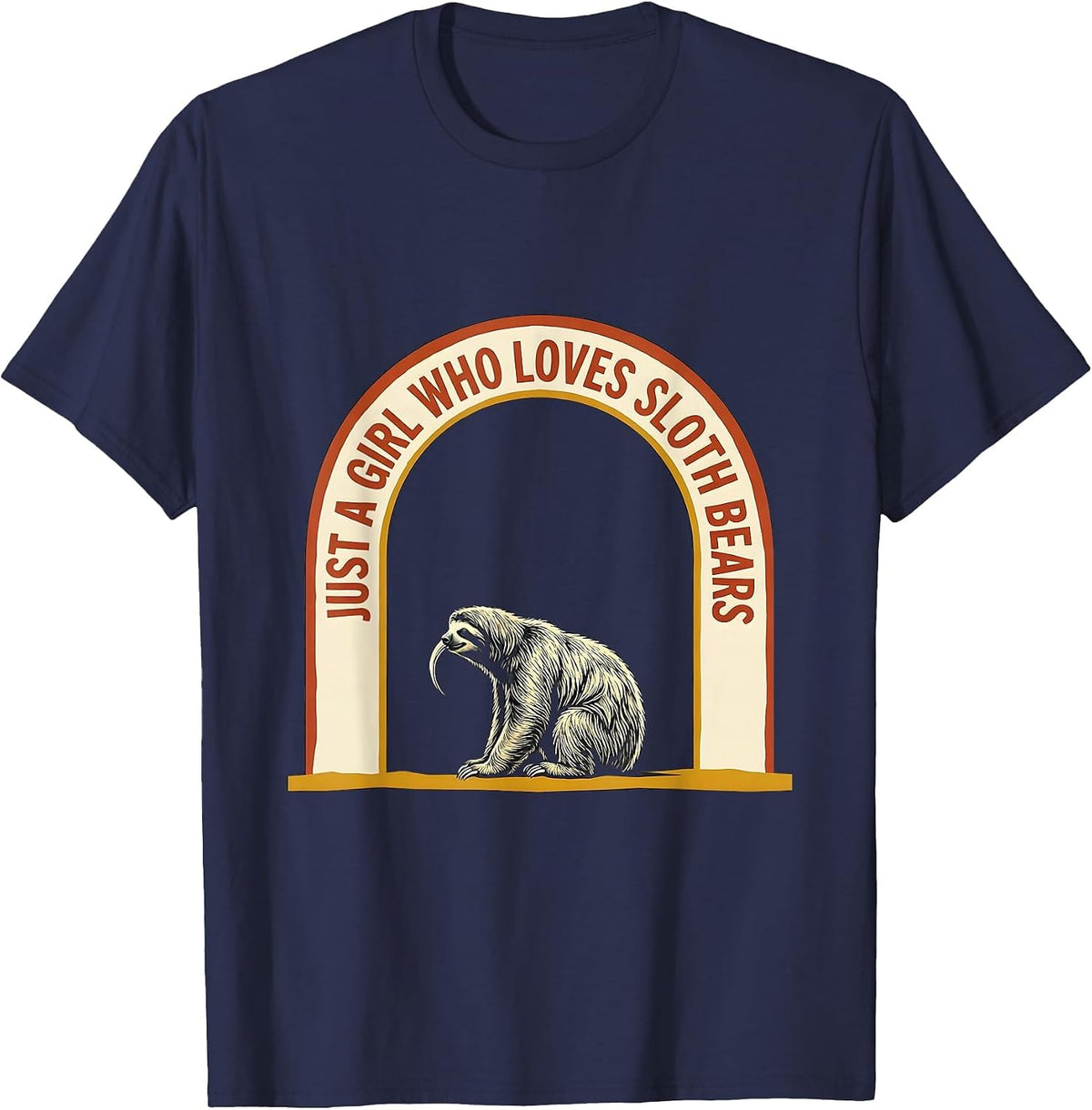 Just A Girl Who Loves Sloth Bears Cute Bear Lover Gift T-Shirt - Navy Blue