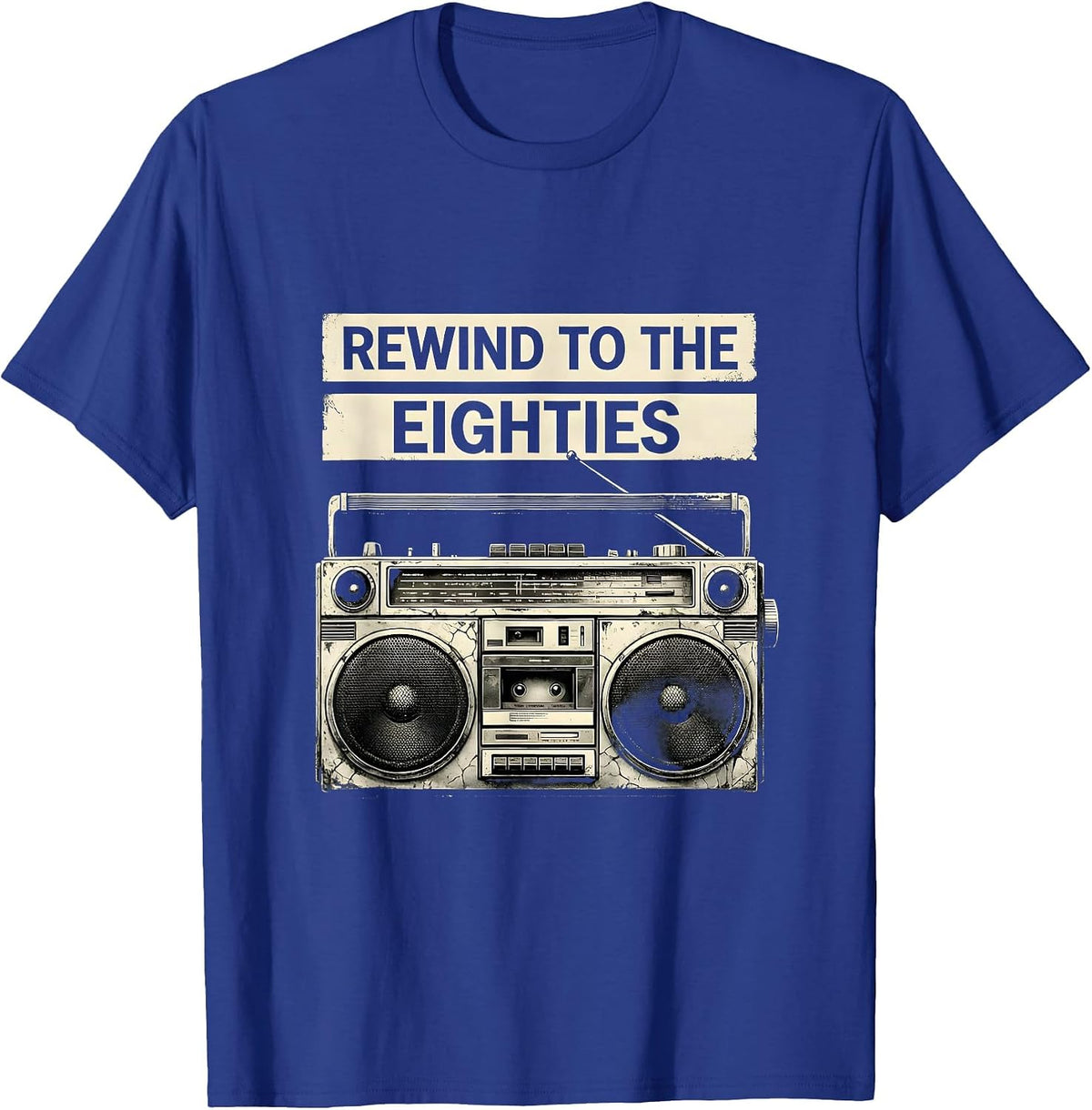 Men's Rewind to the Eighties Retro 80s Design T-Shirt - Royal Blue