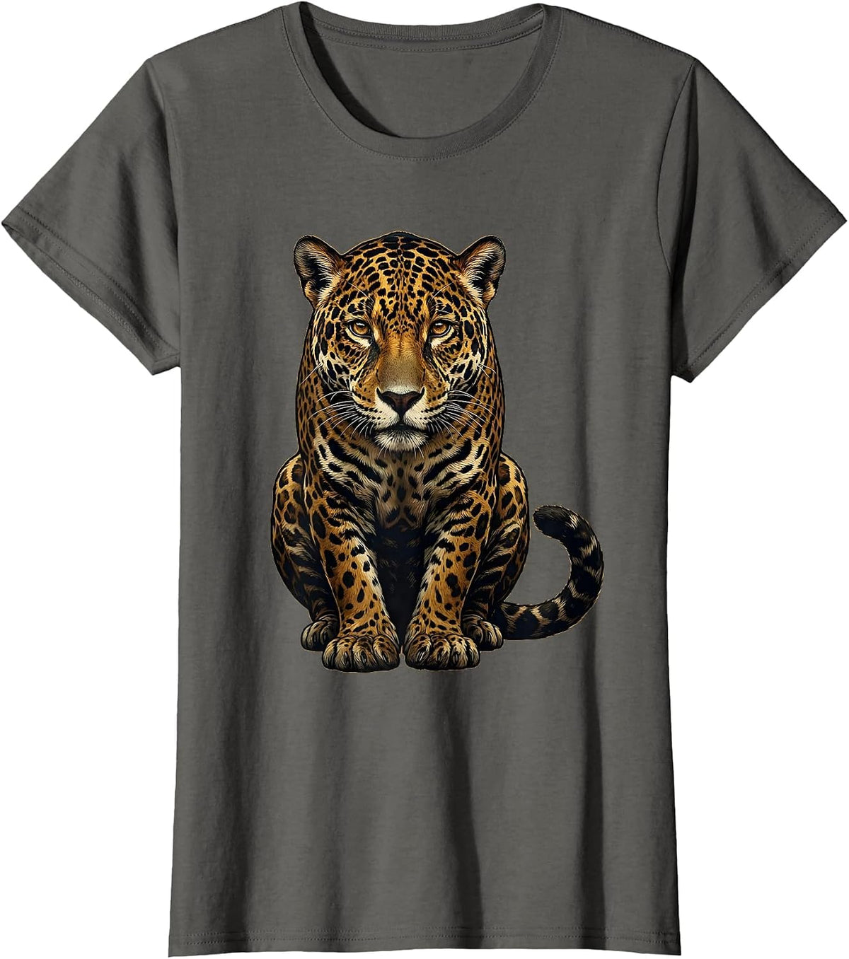 Women's Jaguar Big Cat Animal Lover Classic Car Enthusiast T-Shirt - Asphalt Grey