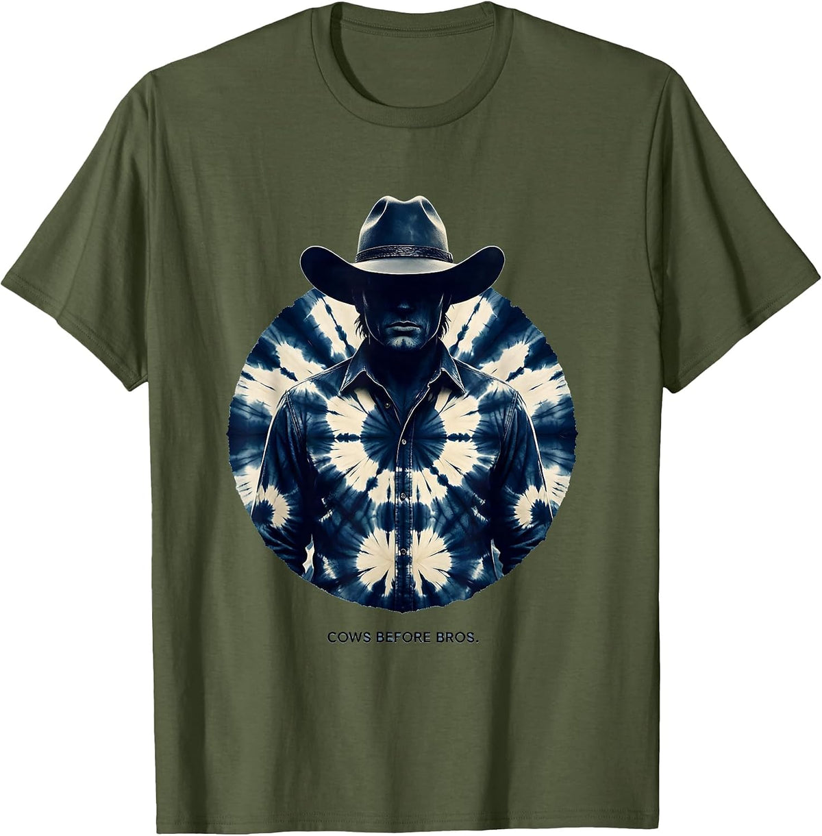 Men's Cows Before Bros Funny Cow Lover Design T-Shirt - Olive Green