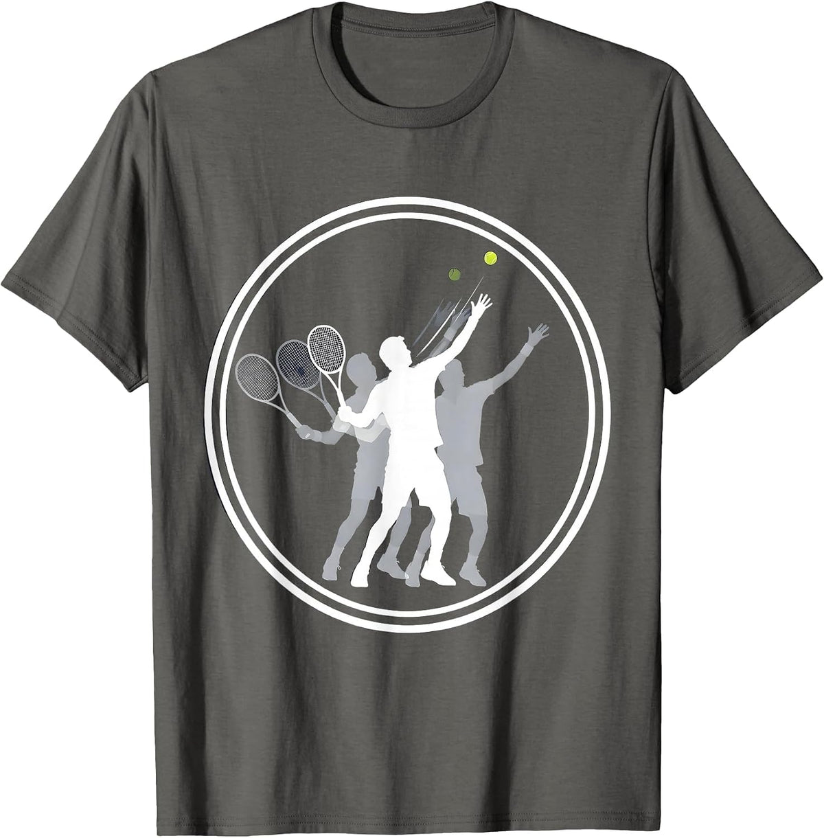 Men's Tennis Serve Stroboscopic Silhouette Design T-Shirt - Asphalt Grey