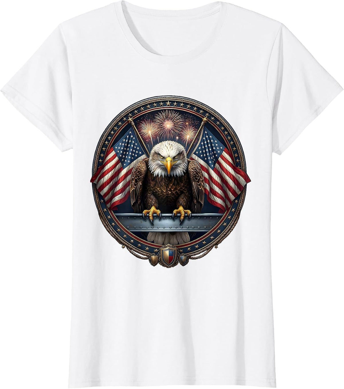 American Flag Steel Girder Labor Day Pride T-Shirt - White