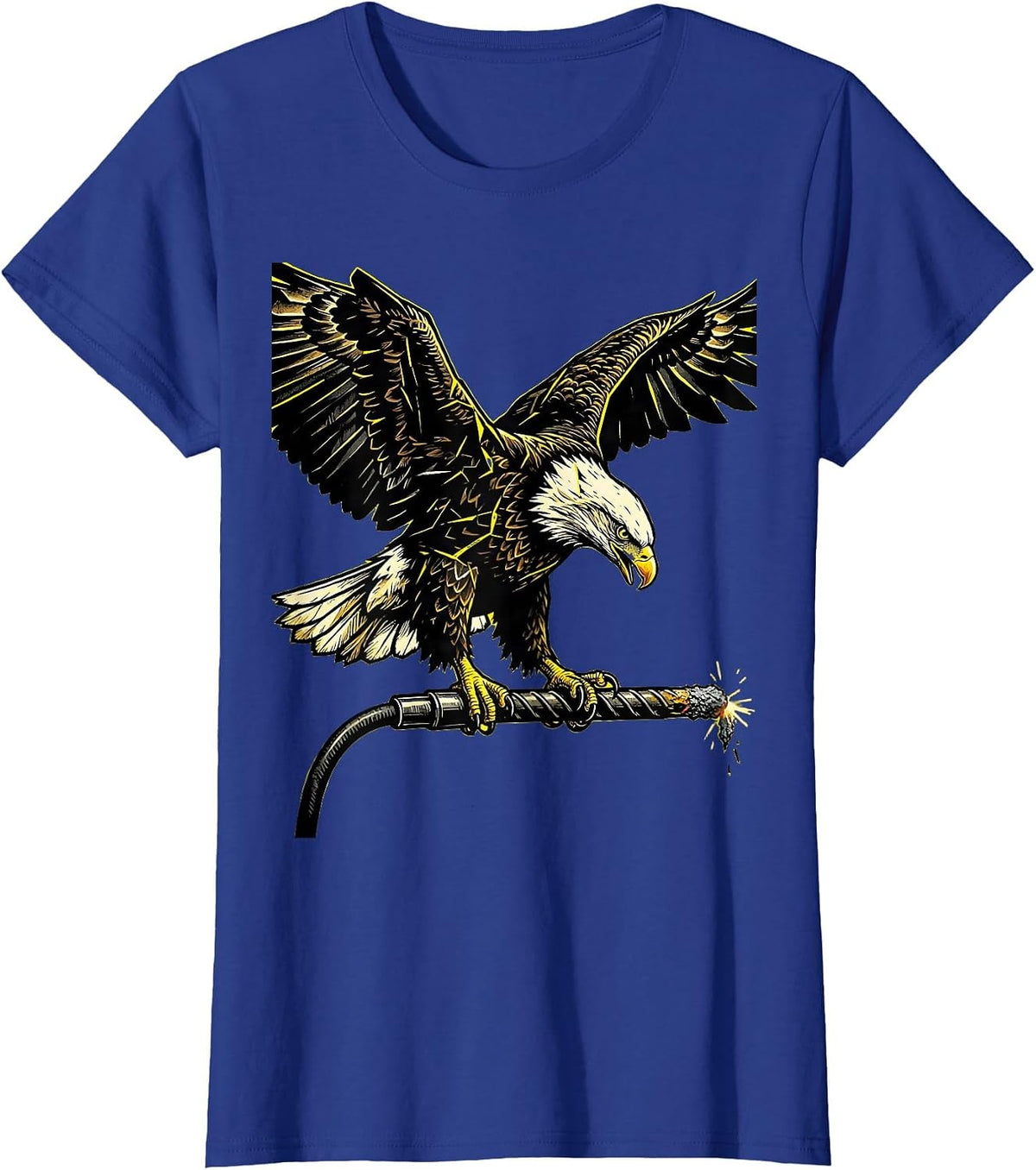 Women's Eagle on Welding Electrode Graphic Tee T-Shirt - Royal Blue