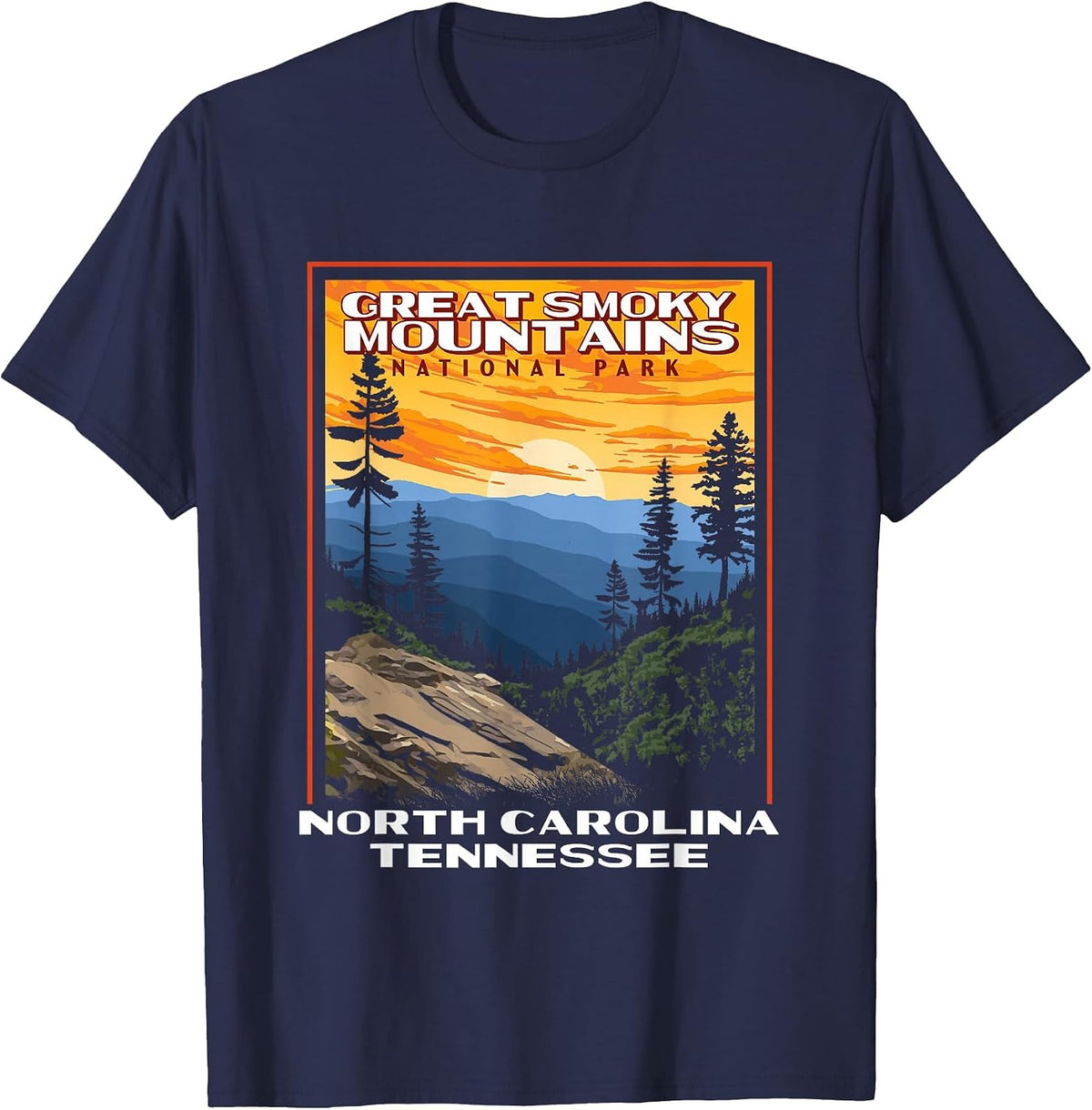 Great Smoky Mountains Vintage WPA National Park Smokies T-Shirt - Navy Blue