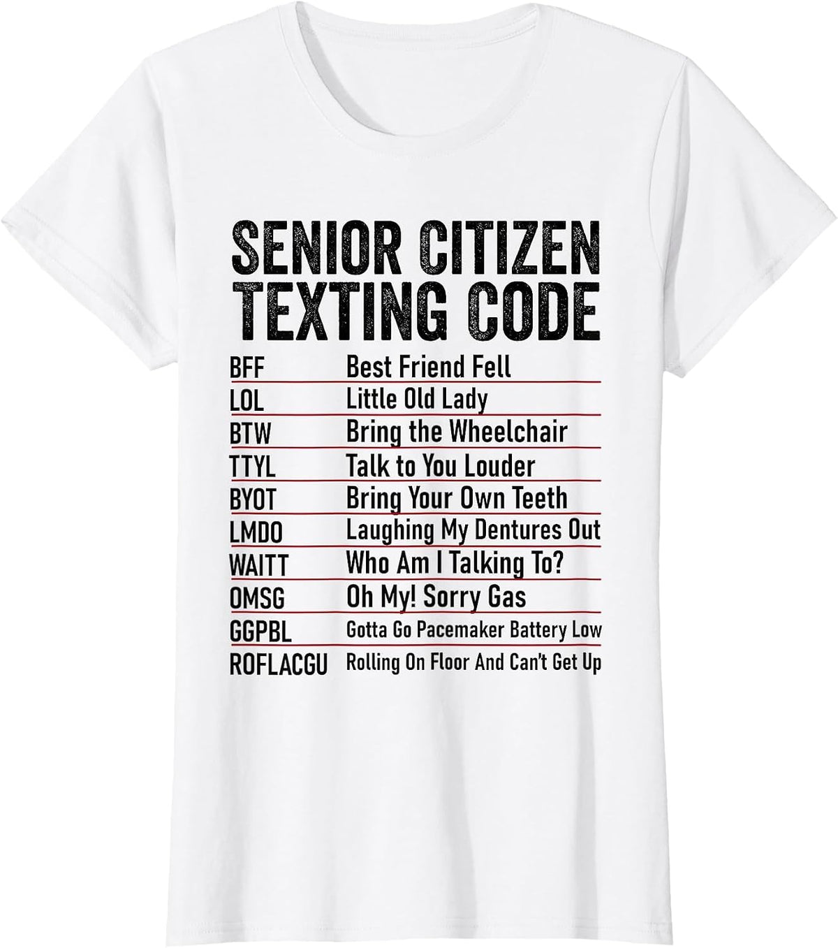 Senior Citizen Texting Code Funny Old People Grandpa T-Shirt - White