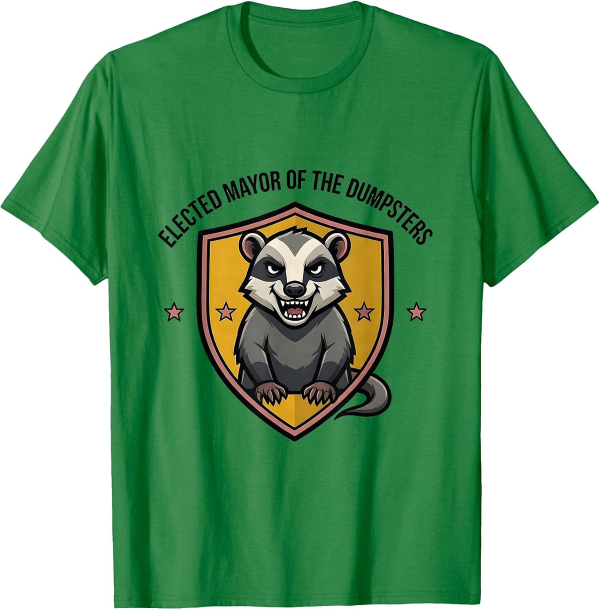 Men's Elected Mayor Of The Dumpsters Funny Opossum Mascot Logo T-Shirt - Kelly Green