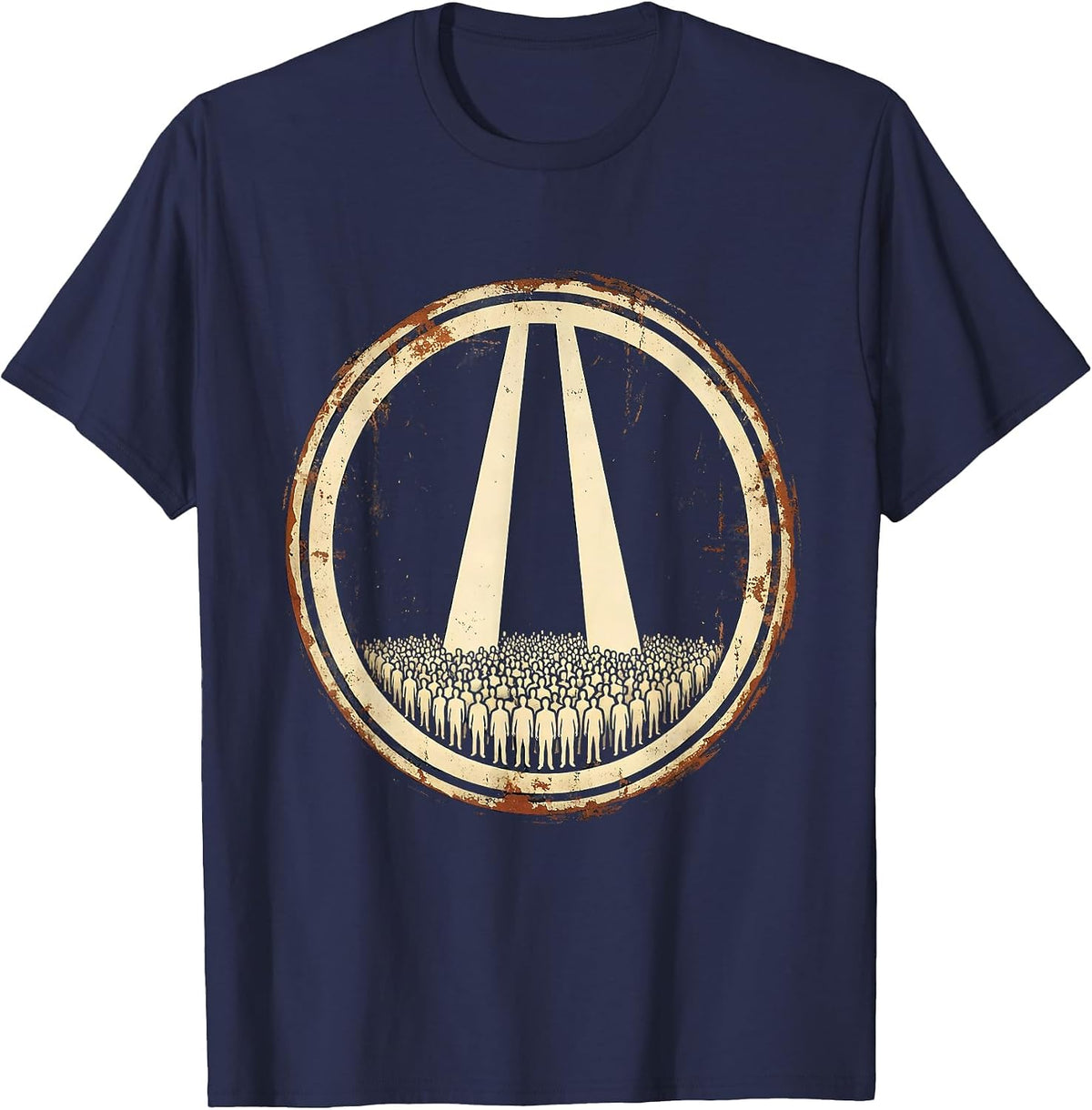 September 11 Twin Beams Silhouette Memorial Design T-Shirt - Navy Blue